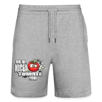 nice tomate you - Short de jogging bio TRAINER Stanley/Stella unisexe - gris chiné - Devant - Nik (191cm) & Marisol (170cm)