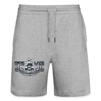0852 fjr live2ride ride2live top duo - Stanley/Stella Trainer Unisex Organic Jogging Shorts - heather grey - Front - Nik (191cm) & Marisol (170cm)