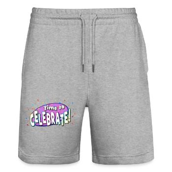 Explosion festive de confettis - Short de jogging bio TRAINER Stanley/Stella unisexe - gris chiné - Devant - Nik (191cm) & Marisol (170cm)