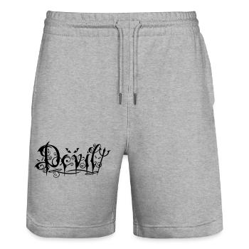 Lettrage du diable dans le style gothique ornemental - Short de jogging bio TRAINER Stanley/Stella unisexe - gris chiné - Devant - Nik (191cm) & Marisol (170cm)