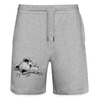 Koala mit Baby - Stanley/Stella Unisex Bio Joggingshorts Trainer  - Grau meliert - Vorne - Nik (191cm) & Marisol (170cm)