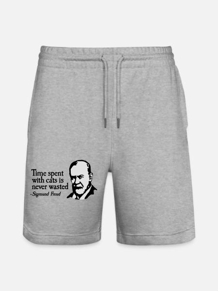 Time spent with cats is never Sigmund Freud - Ekologiska joggingshorts Trainer unisex från Stanley/Stella - gråmelerad