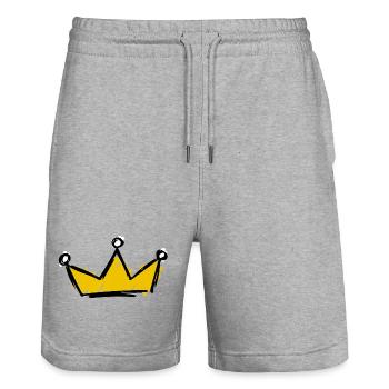 Krone - Stanley/Stella Unisex Bio Joggingshorts Trainer  - Grau meliert - Vorne - Nik (191cm) & Marisol (170cm)
