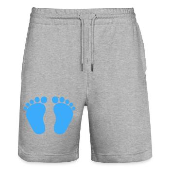 Baby feet birth pregnancy boy son blue - Stanley/Stella Trainer Unisex Organic Jogging Shorts - heather grey - Front - Nik (191cm) & Marisol (170cm)