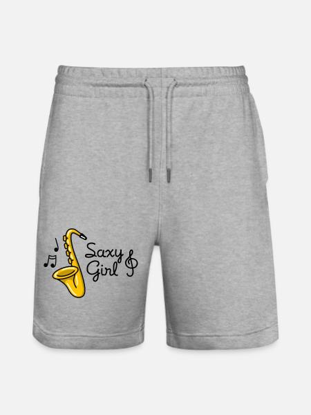 Saxy girl - Sexy Saxophone pun - Stanley/Stella Trainer Unisex Organic Jogging Shorts - heather grey