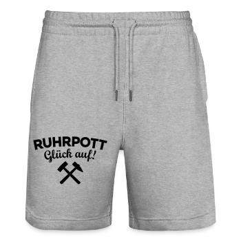 Ruhrpott Glück Auf Ruhrgebiet - Stanley/Stella Unisex Bio Joggingshorts Trainer  - Grau meliert - Vorne - Nik (191cm) & Marisol (170cm)