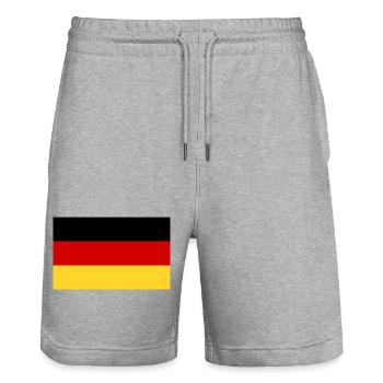 Deutsche Flagge - Stanley/Stella Unisex Bio Joggingshorts Trainer  - Grau meliert - Vorne - Nik (191cm) & Marisol (170cm)