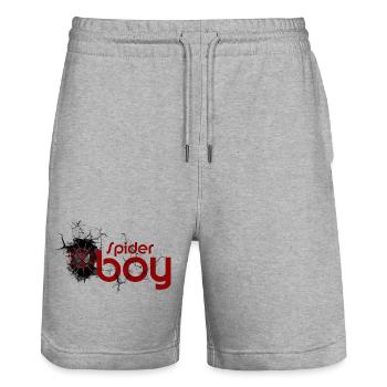 Arachnid Hero: Crimson Web Emblem - Stanley/Stella Trainer Unisex Organic Jogging Shorts - heather grey - Front - Nik (191cm) & Marisol (170cm)