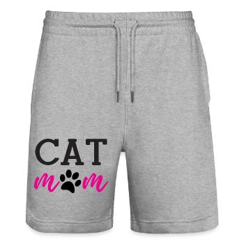 Cat Mom - Stanley/Stella Unisex Bio Joggingshorts Trainer  - Grau meliert - Vorne - Nik (191cm) & Marisol (170cm)