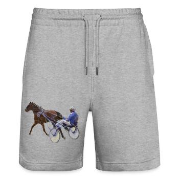 Trabrennen Traber Motiv - Stanley/Stella Unisex Bio Joggingshorts Trainer  - Grau meliert - Vorne - Nik (191cm) & Marisol (170cm)