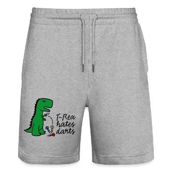 T-Rex hates darts - darts - darts player dinosaur - Stanley/Stella Trainer Unisex Organic Jogging Shorts - heather grey - Front - Nik (191cm) & Marisol (170cm)