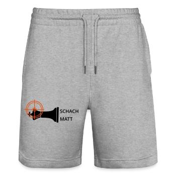 Schachmatt - Stanley/Stella Unisex Bio Joggingshorts Trainer  - Grau meliert - Vorne - Nik (191cm) & Marisol (170cm)