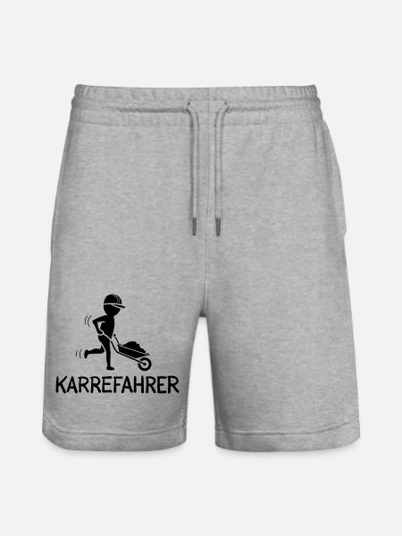 Bauarbeiter mit Schubkarre – KARREFAHRER - Stanley/Stella Unisex Bio Joggingshorts Trainer - Grau meliert