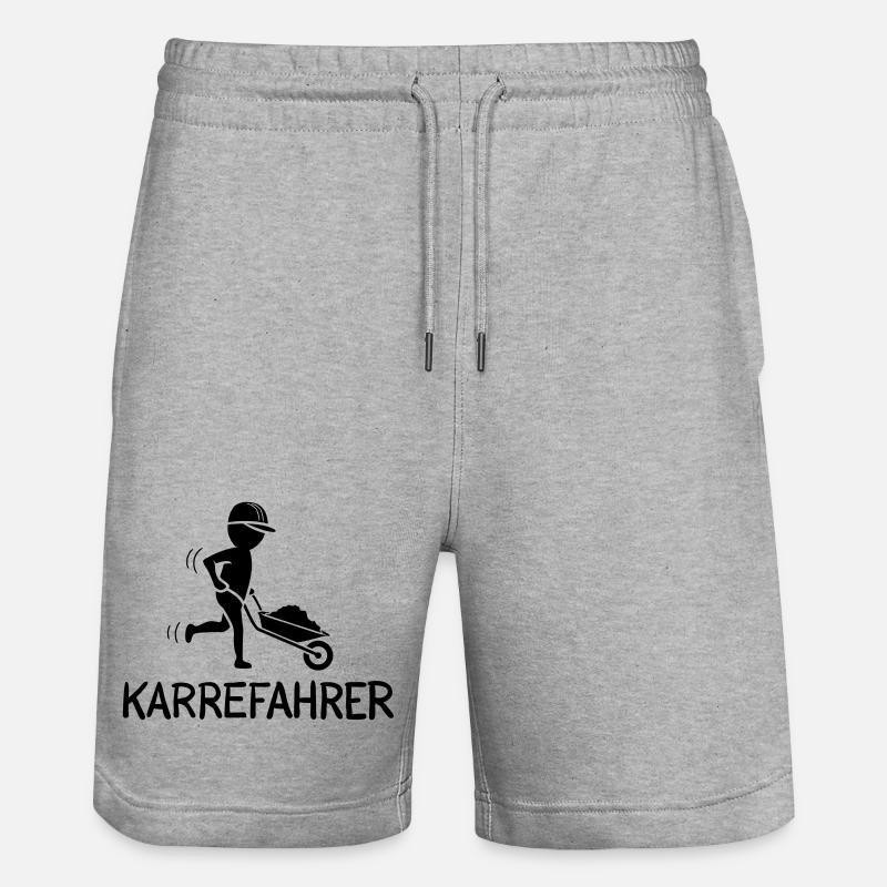 Bauarbeiter mit Schubkarre – KARREFAHRER - Stanley/Stella Unisex Bio Joggingshorts Trainer  - Grau meliert