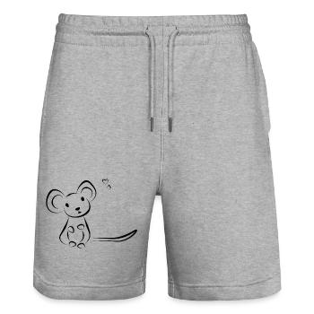 Mouse pet - Doeslief - Stanley/Stella Trainer Unisex Organic Jogging Shorts - heather grey - Front - Nik (191cm) & Marisol (170cm)