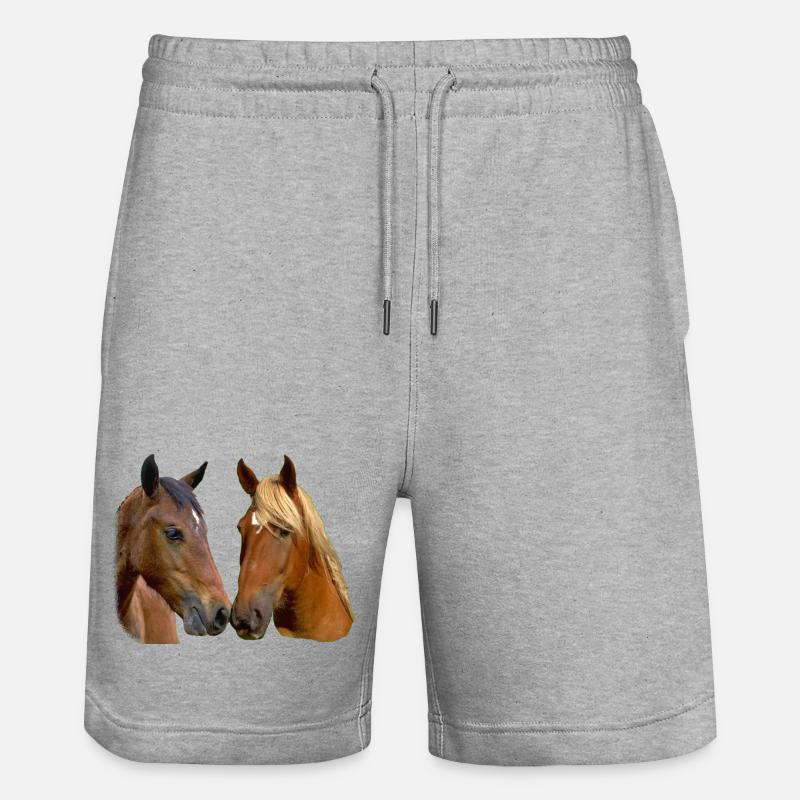 Les chevaux jumeaux s’embrassent - Short de jogging bio TRAINER Stanley/Stella unisexe - gris chiné