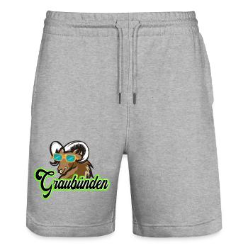 Bouquetin des Grisons avec lunettes de soleil - Short de jogging bio TRAINER Stanley/Stella unisexe - gris chiné - Devant - Nik (191cm) & Marisol (170cm)
