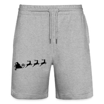 Rentierschlittenfahrt - Stanley/Stella Unisex Bio Joggingshorts Trainer  - Grau meliert - Vorne - Nik (191cm) & Marisol (170cm)