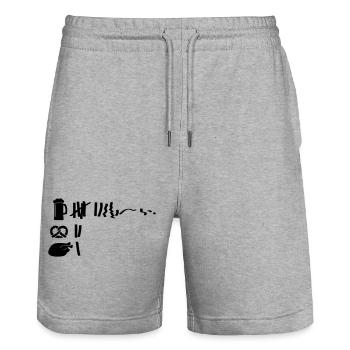 strichliste humor - Stanley/Stella Unisex Bio Joggingshorts Trainer  - Grau meliert - Vorne - Nik (191cm) & Marisol (170cm)