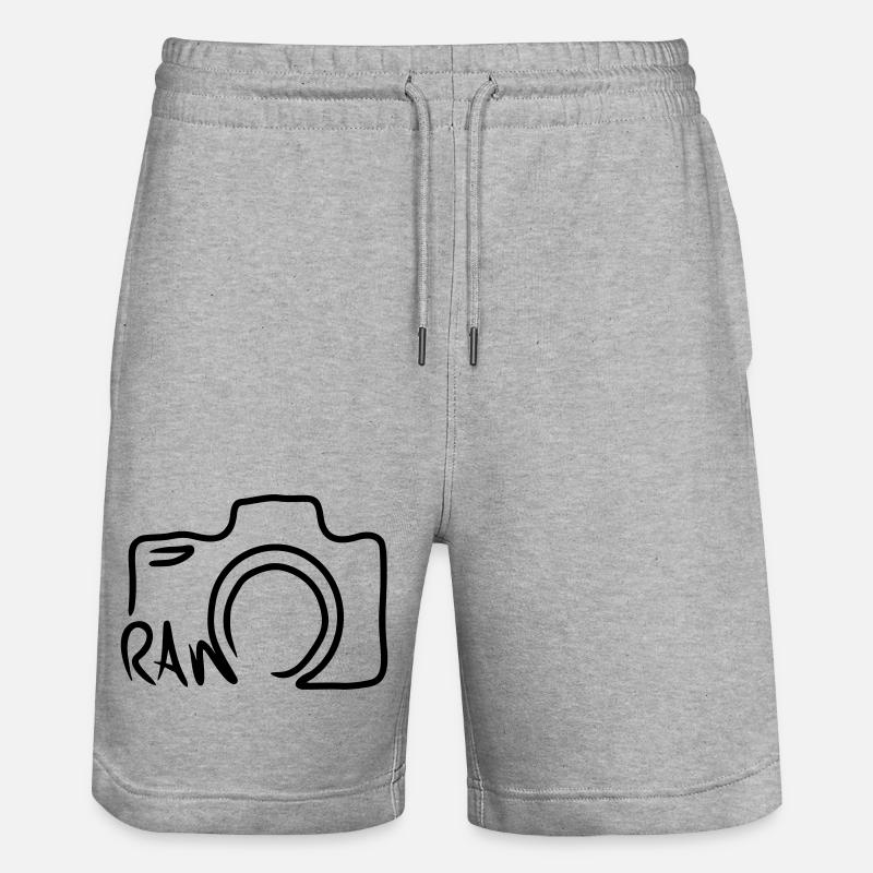 Camera Line Shape Line Drawing - Stanley/Stella Trainer Unisex Organic Jogging Shorts - heather grey