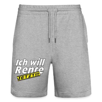 Fun Party Spruch Statement ich will Rente (25) - Stanley/Stella Unisex Bio Joggingshorts Trainer  - Grau meliert - Vorne - Nik (191cm) & Marisol (170cm)