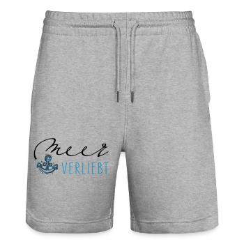 La mer amoureuse - Short de jogging bio TRAINER Stanley/Stella unisexe - gris chiné - Devant - Nik (191cm) & Marisol (170cm)