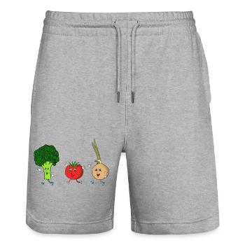 Parade de légumes - Short de jogging bio TRAINER Stanley/Stella unisexe - gris chiné - Devant - Nik (191cm) & Marisol (170cm)