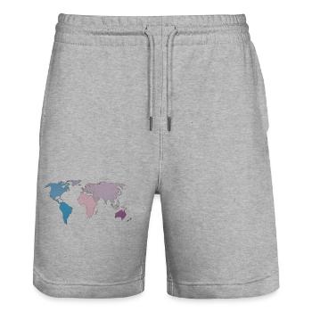 Weltkarte Reisen - Stanley/Stella Unisex Bio Joggingshorts Trainer  - Grau meliert - Vorne - Nik (191cm) & Marisol (170cm)