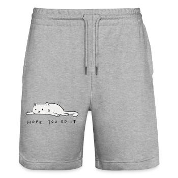 Cat sayings cat kitten Nope. You do it - Stanley/Stella Trainer Unisex Organic Jogging Shorts - heather grey - Front - Nik (191cm) & Marisol (170cm)