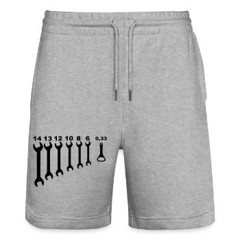 Wrenches, mechanic, odd jobs, handyman * - Stanley/Stella Trainer Unisex Organic Jogging Shorts - heather grey - Front - Nik (191cm) & Marisol (170cm)