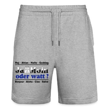 Hamburg , Tradition , Ja Moin oder watt (25) - Stanley/Stella Unisex Bio Joggingshorts Trainer  - Grau meliert - Vorne - Nik (191cm) & Marisol (170cm)