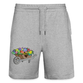 Flowers Spring - Stanley/Stella Trainer Unisex Organic Jogging Shorts - heather grey - Front - Nik (191cm) & Marisol (170cm)