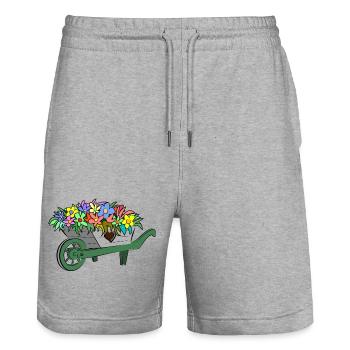 Flowers Spring - Stanley/Stella Trainer Unisex Organic Jogging Shorts - heather grey - Front - Nik (191cm) & Marisol (170cm)