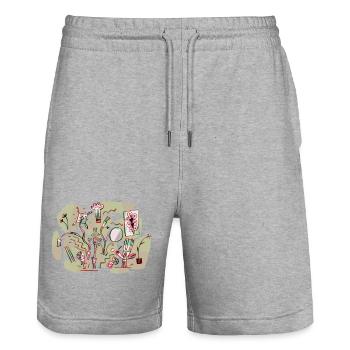 Abstrakte Farb-Chaos Illustration - Stanley/Stella Unisex Bio Joggingshorts Trainer  - Grau meliert - Vorne - Nik (191cm) & Marisol (170cm)