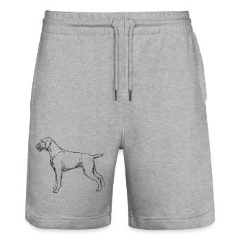 Deutsch Drahthaar - Stanley/Stella Unisex Bio Joggingshorts Trainer  - Grau meliert - Vorne - Nik (191cm) & Marisol (170cm)