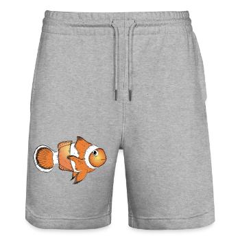 drawn clownfish in bright orange - Stanley/Stella Trainer Unisex Organic Jogging Shorts - heather grey - Front - Nik (191cm) & Marisol (170cm)