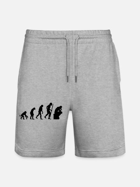 Evolution of the thinker philosophy, philosopher - Stanley/Stella Trainer Unisex Organic Jogging Shorts - heather grey