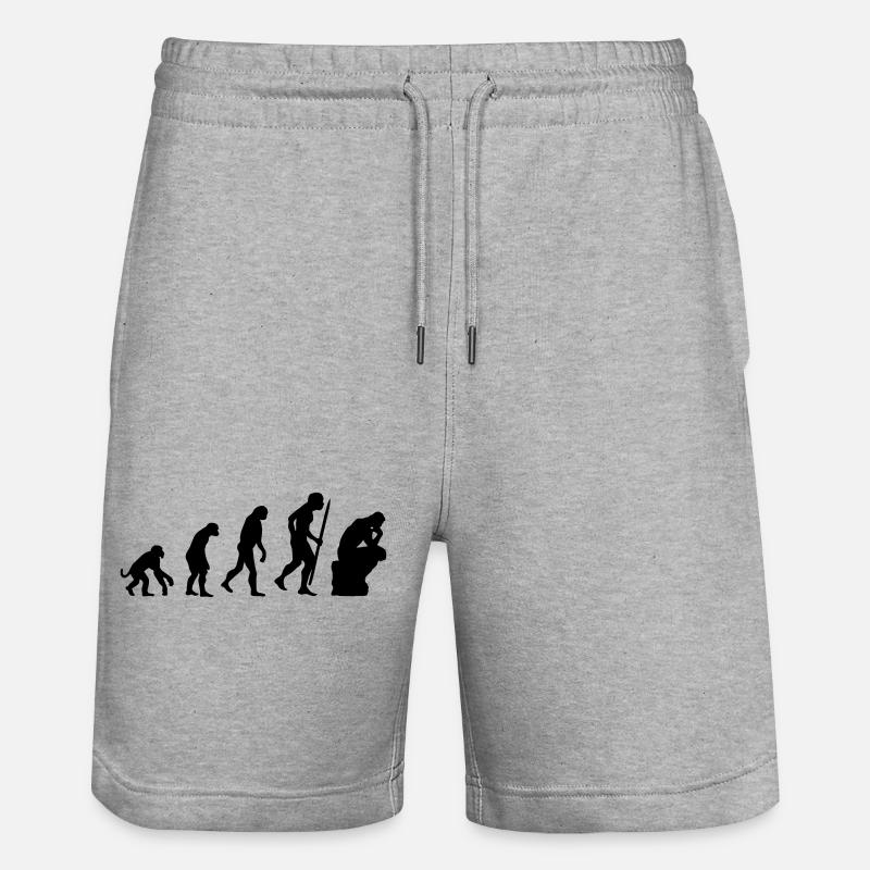 Evolution of the thinker philosophy, philosopher - Stanley/Stella Trainer Unisex Organic Jogging Shorts - heather grey
