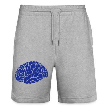 Ein blaues Gehirn, um an den Ozean zu denken - Stanley/Stella Unisex Bio Joggingshorts Trainer  - Grau meliert - Vorne - Nik (191cm) & Marisol (170cm)