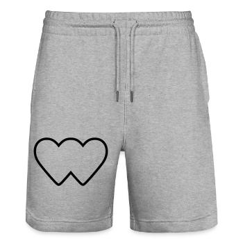 Heart Double Connectedness Icon Contour - Stanley/Stella Trainer Unisex Organic Jogging Shorts - heather grey - Front - Nik (191cm) & Marisol (170cm)