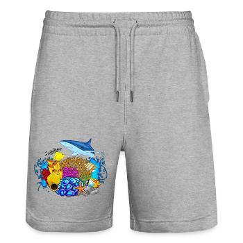 diving - diving underwater world marine life - Stanley/Stella Trainer Unisex Organic Jogging Shorts - heather grey - Front - Nik (191cm) & Marisol (170cm)
