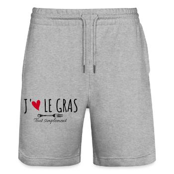J'aime le gras tout simplement - Short de jogging bio TRAINER Stanley/Stella unisexe - gris chiné - Devant - Nik (191cm) & Marisol (170cm)