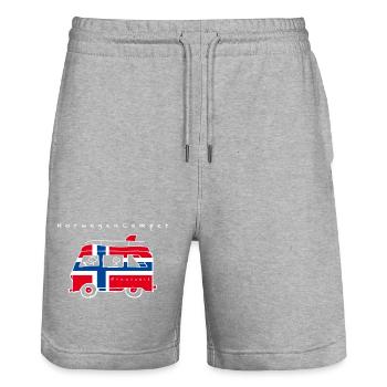Norwegen Camper - Stanley/Stella Unisex Bio Joggingshorts Trainer  - Grau meliert - Vorne - Nik (191cm) & Marisol (170cm)