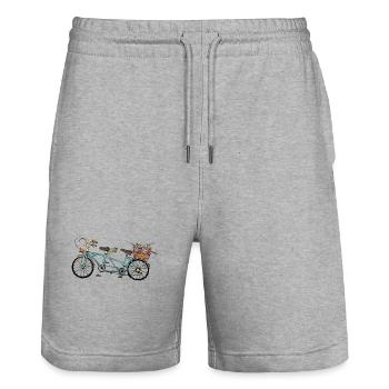 Tandem de fleurs - Short de jogging bio TRAINER Stanley/Stella unisexe - gris chiné - Devant - Nik (191cm) & Marisol (170cm)