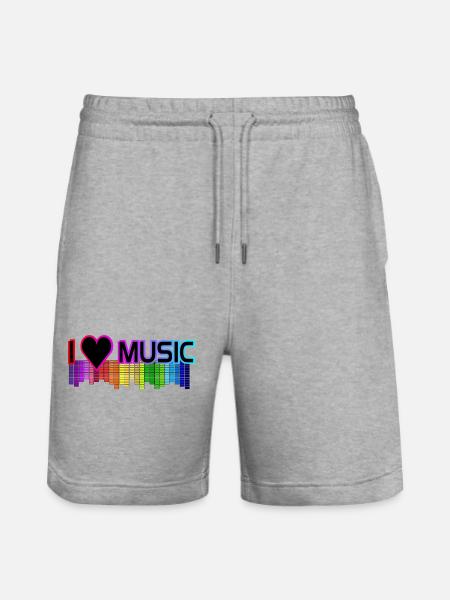 I love music - Stanley/Stella Trainer Unisex Organic Jogging Shorts - heather grey