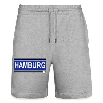 Hamburg , Tradition , Hamburg Fussball Fan (25) - Stanley/Stella Unisex Bio Joggingshorts Trainer  - Grau meliert - Vorne - Nik (191cm) & Marisol (170cm)