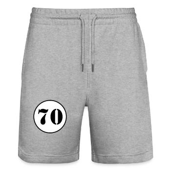 NUMMER 70 Siebzig Geburtstag Geschenk - Stanley/Stella Unisex Bio Joggingshorts Trainer  - Grau meliert - Vorne - Nik (191cm) & Marisol (170cm)