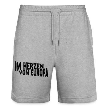 Frankfurt - Im Herzen von Europa - Stanley/Stella Unisex Bio Joggingshorts Trainer  - Grau meliert - Vorne - Nik (191cm) & Marisol (170cm)