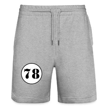 NUMÉRO 78 soixante dix huit cadeau d'anniversaire - Short de jogging bio TRAINER Stanley/Stella unisexe - gris chiné - Devant - Nik (191cm) & Marisol (170cm)