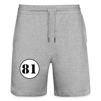NUMBER 81 eighty one birthday gift - Stanley/Stella Trainer Unisex Organic Jogging Shorts - heather grey - Front - Nik (191cm) & Marisol (170cm)